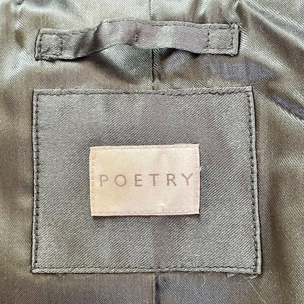 Poetry Silk Velvet Open Front Jacket Drape Collar Charcoal Gray Size 16 Luxury - Picture 5 of 12